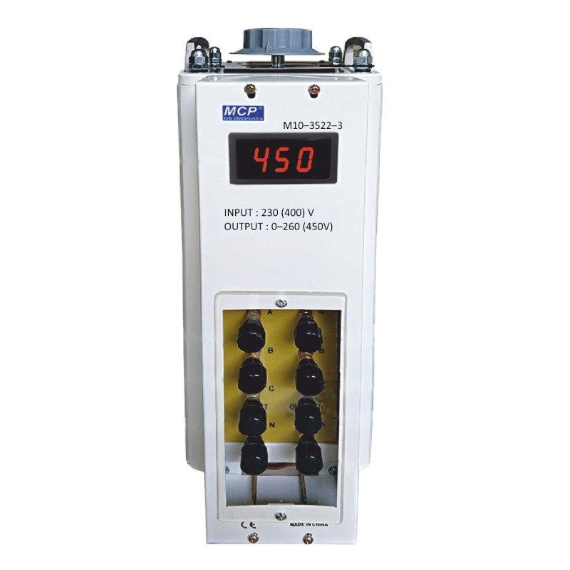 Autotransformator reg.  M10-3522LED-03 450V/4A 3000VA (3X1000VA) trójfazowy MCP